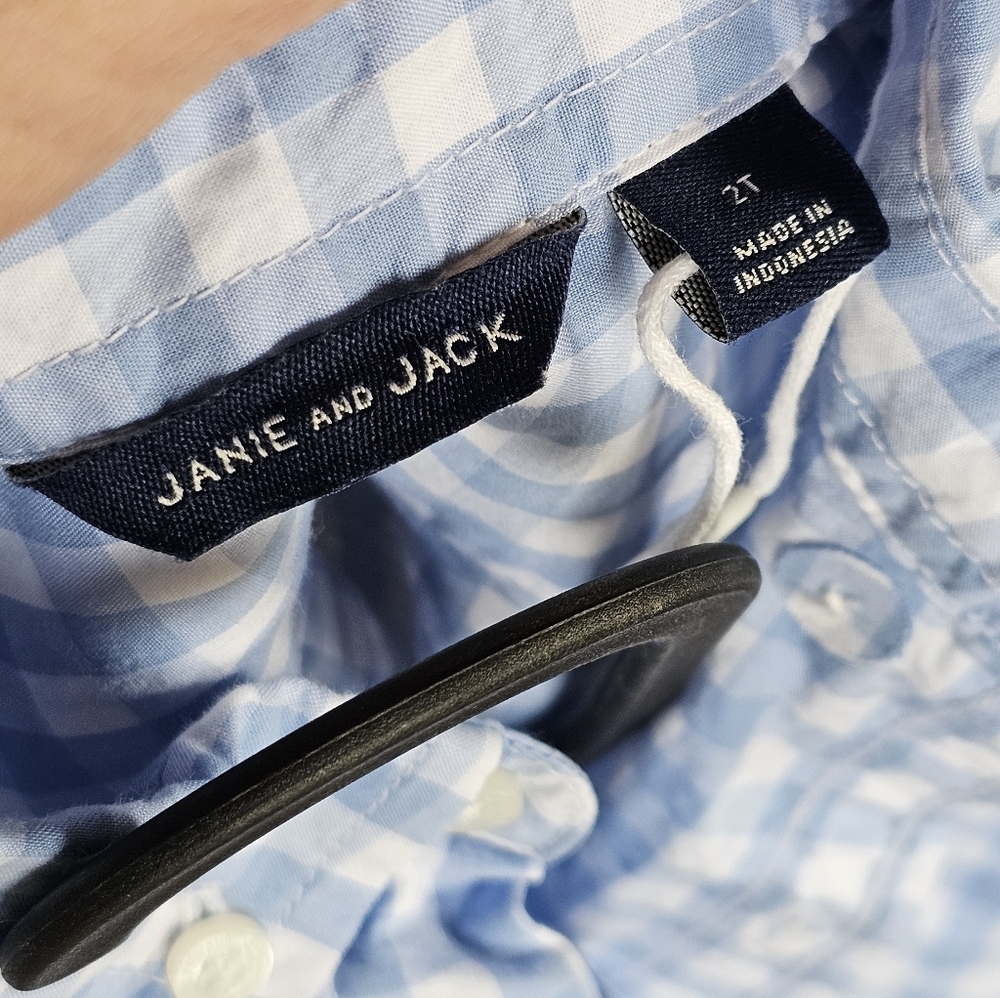 Janie and Jack Boys Gingham Poplin Button Down Shirt - Picture 4 of 6
